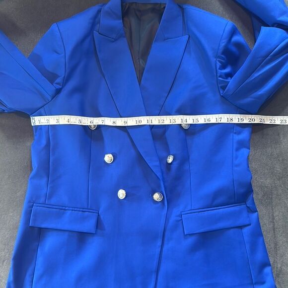 Women’s Blue Double-Breasted Blazer and Skirt Set Size L NEW - Picture 9 of 15